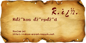 Rákos Árpád névjegykártya